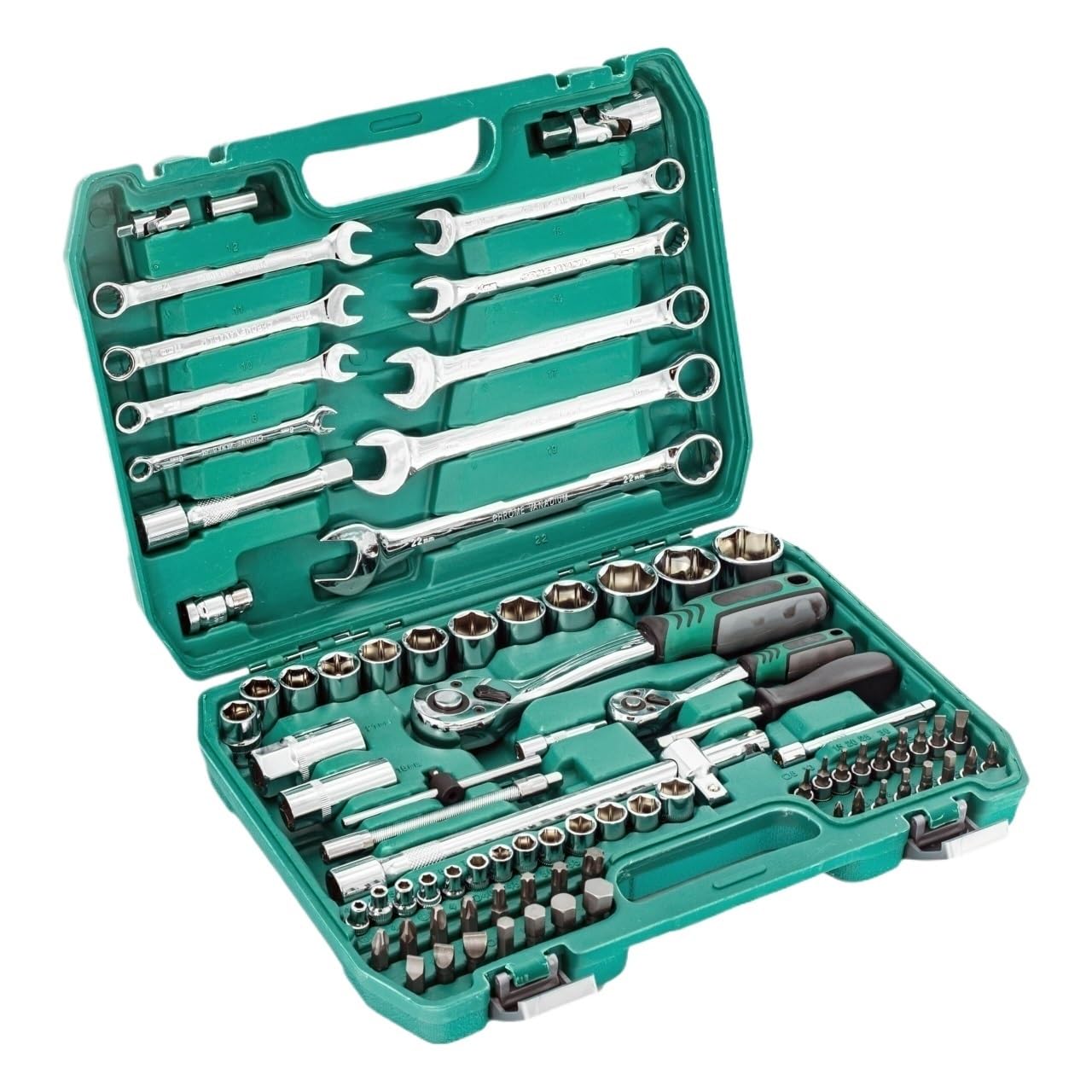 Herramientas Taller Mecanico Juego De 82 Piezas Llaves Vaso Hexagonal, Puntas Destornillador Trinquete, Kit Caja Herramientas Con Estuche Almacenamiento Reparación para Automóvil