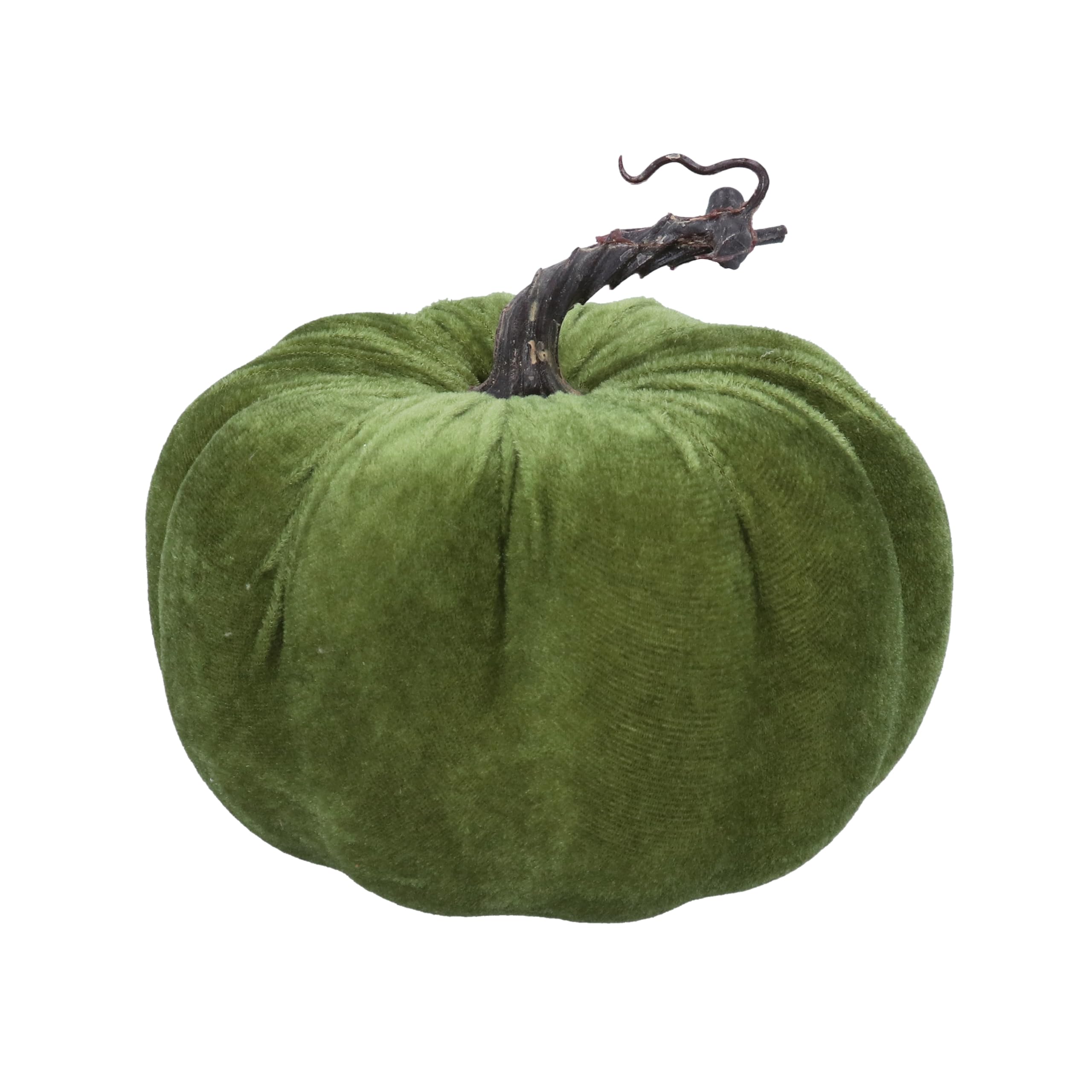 Gisela Graham Green Velvet Pumpkin Halloween Decoration, Medium