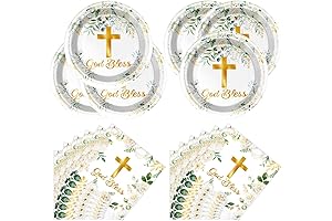 God Bless First Communion Cross Dinner Plates and Napkins Set