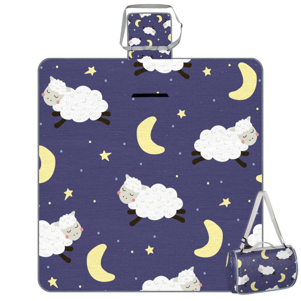 Shimoshe Picnic Blankets 57”x 59”, Galaxy Sheep Waterproof Sandproof Picnic Mat Lightweight Foldable Beach Blanket for Camping Park Grass Beach Outdoor Blanket