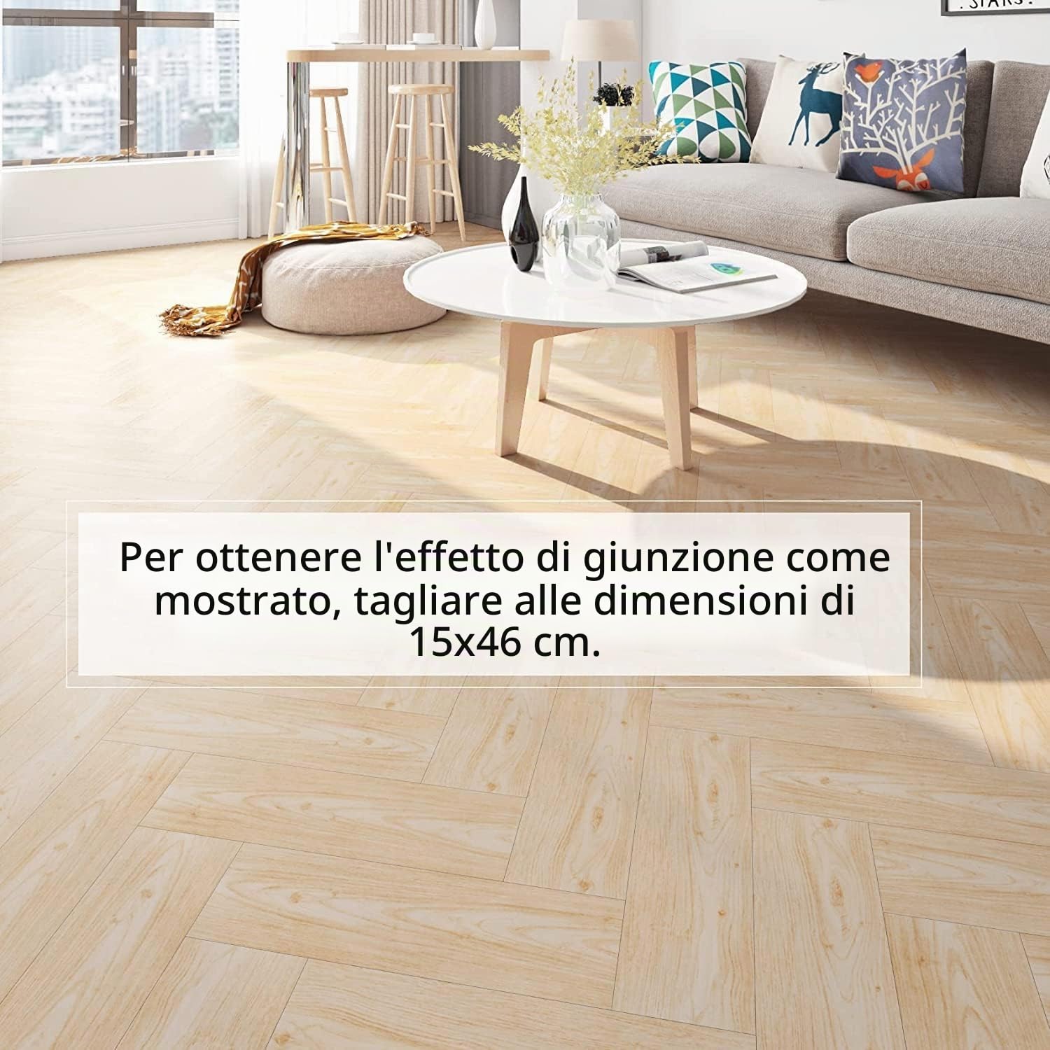 FunStick 30 Piastrelle Adesive Pavimento PVC Effetto Legno Bagno Impermeabile 90CM×15CM Linoleum Adesivo per Pavimento Cucina Camera Pavimenti PVC Adesivi Effetto Legno Beige Piastrelle in Vinile