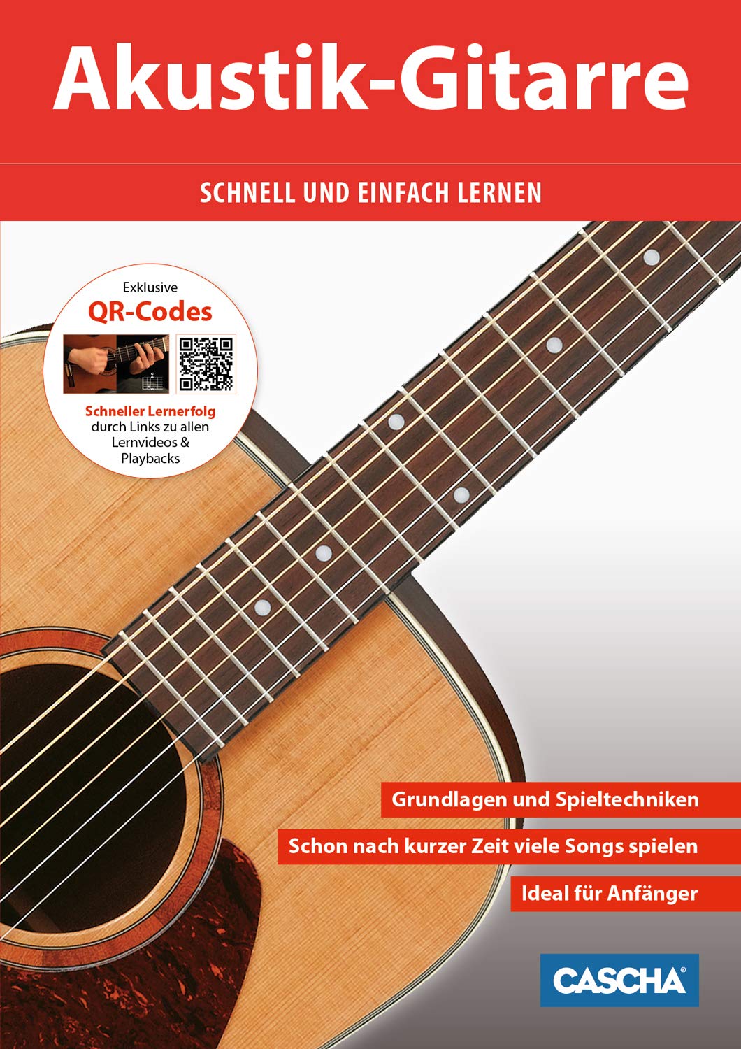 CASCHA 4/4 Konzert-Gitarre Einsteiger-Set I inkl. Lehrbuch QR-Codes - Tasche - Stimmgerät - Plektren I für Anfänger & Kinder ab 10 Jahre - ideal zum Gitarre lernen I Akustik-Gitarre mit Nylon-Saiten