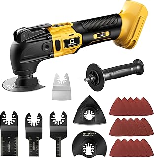 Cordless Oscillating Tool Compatible with Dewalt 18V/20V Battery, Brushless-Motor Tool with Auxiliary Handle, Oscillating Multi-Tool for Scraping, Sanding,Cutting Wood(Battery Not Included)