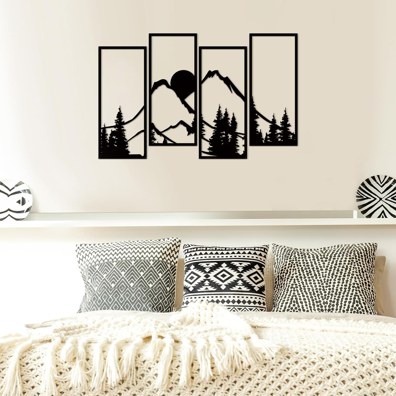 Decorazione da parete in metallo con montagna lunga 180 cm, decorazione da parete per soggiorno, camera da letto