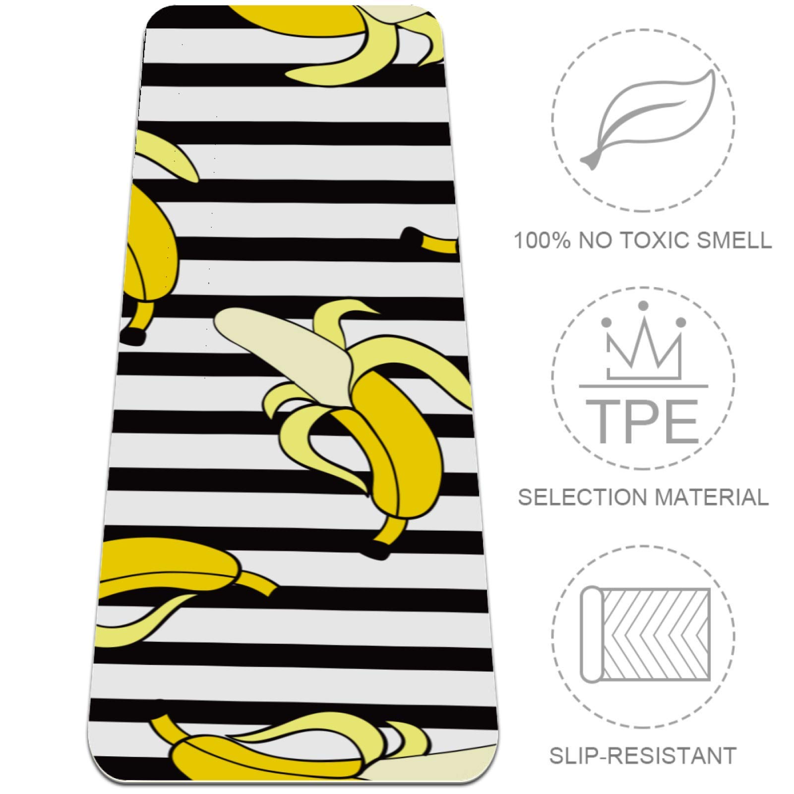 tappetino da yoga a banane con motivo a strisce, per yoga, pilates, esercizi a pavimento, per uomini, donne, ragazze, ragazzi, bambini, principianti, antiscivolo, design