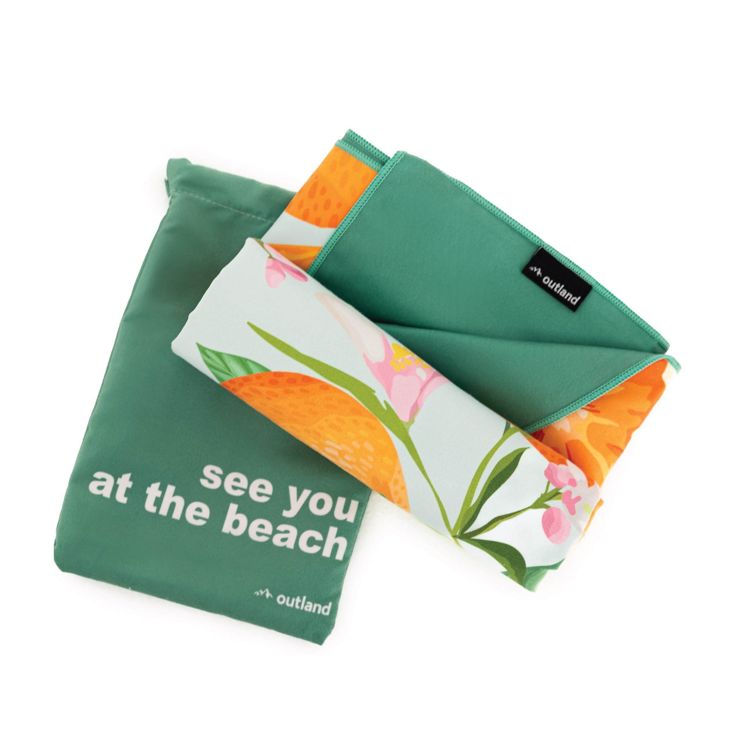 Outland Microfiber Beach Towel - Quick-Dry, Compact, Large & Lightweight - Ideal for Beach, Pool, Sports, Yoga, and Outdoor Activities - Includes Microfiber Bag (ORANGES)