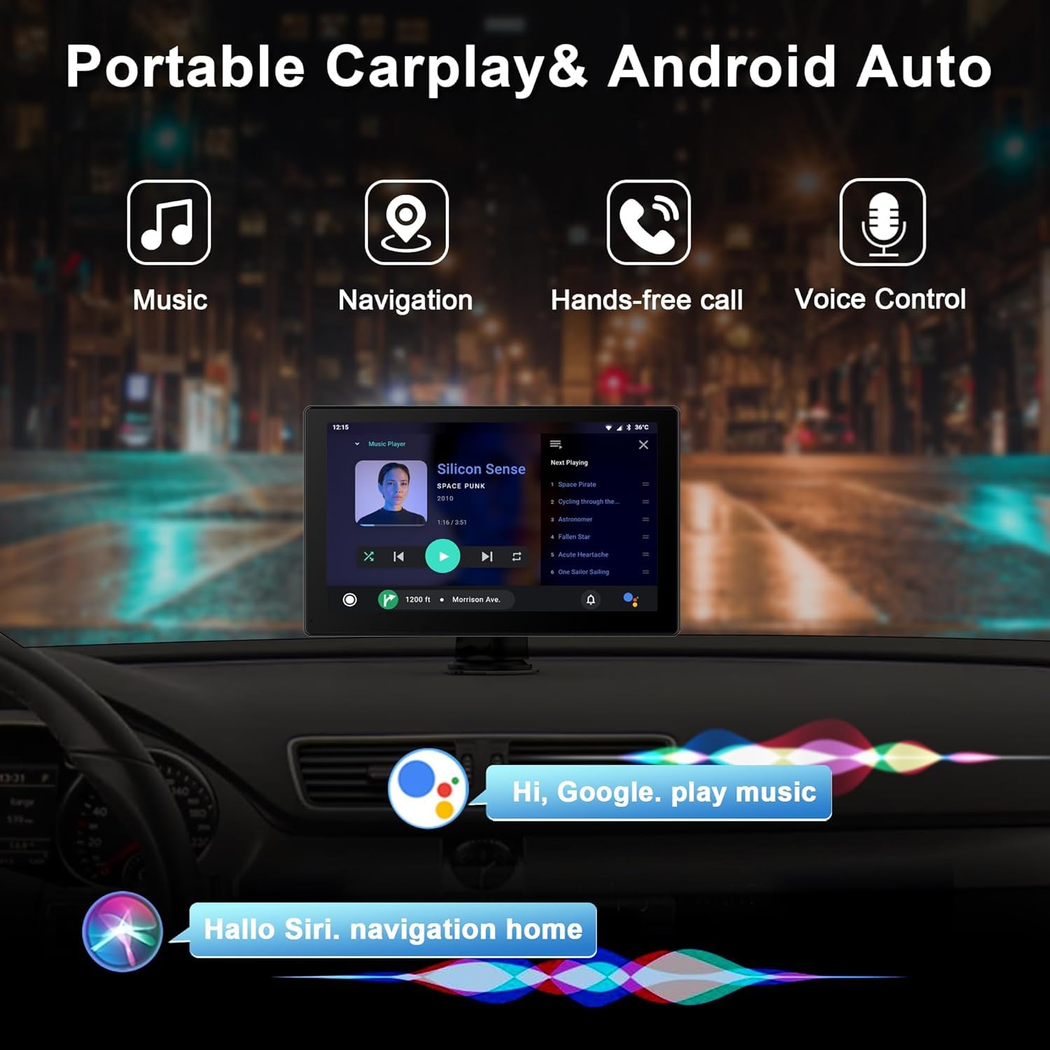 Car Stereo,9 Inch CarPlay Screen for Apple Car play & Android Auto,Portable Car Player Wireless Car Play Screen with Voice Control, Suitable for Most Vehicles (9 Inch) — view 4