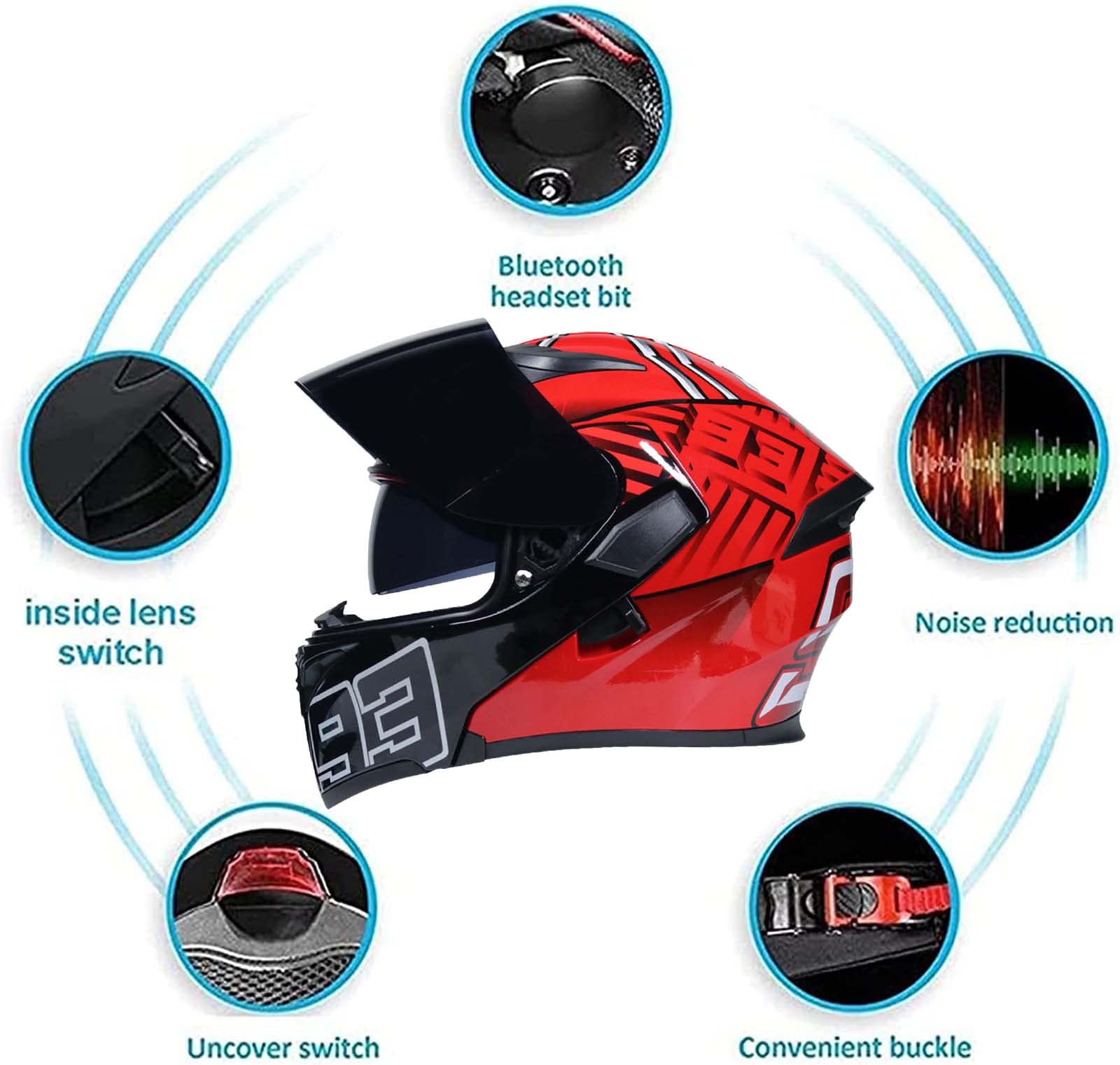 Kask motocyklowy z unoszoną szybą przednią, motocyklowe kaski motocyklowe z pełną twarzą ECE zatwierdzony kask motocrossowy wyścigowy, podwójny osłona przeciwsłoneczna kask awaryjny (A XXL=63~64cm)