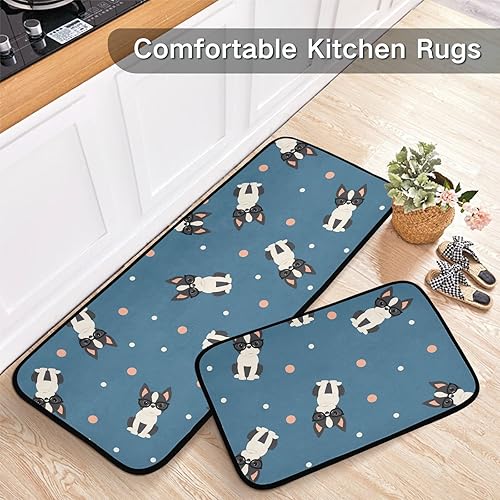 Miniatura 4 de Boston Terrier - Juego de 2 tapetes de cocina antifatiga, lavables, antideslizantes, acolchados, de espuma, tapetes y tapetes cómodos para el suelo,