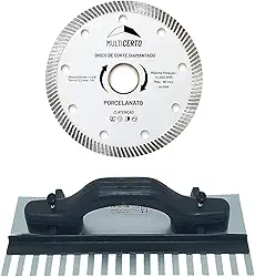 Desempenadeira Dentada 35cm com Regulagem + Disco de Corte 110mm para Porcelanato