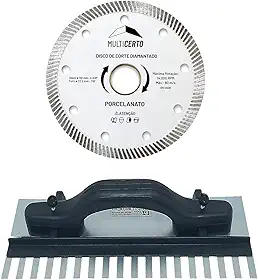 Desempenadeira Dentada 35cm com Regulagem + Disco de Corte 110mm para Porcelanato