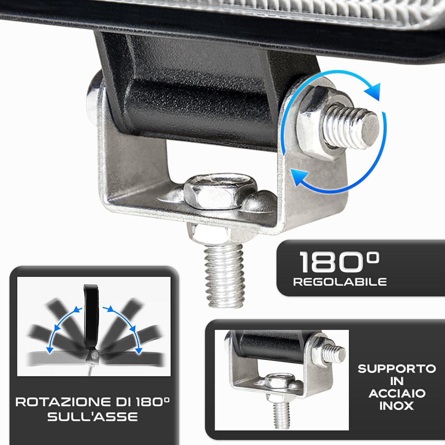 Trattore 12V alluminio abs 48W 16 led 6500K 10.5 cms 4.21" faro led 12v faretto da lavoro