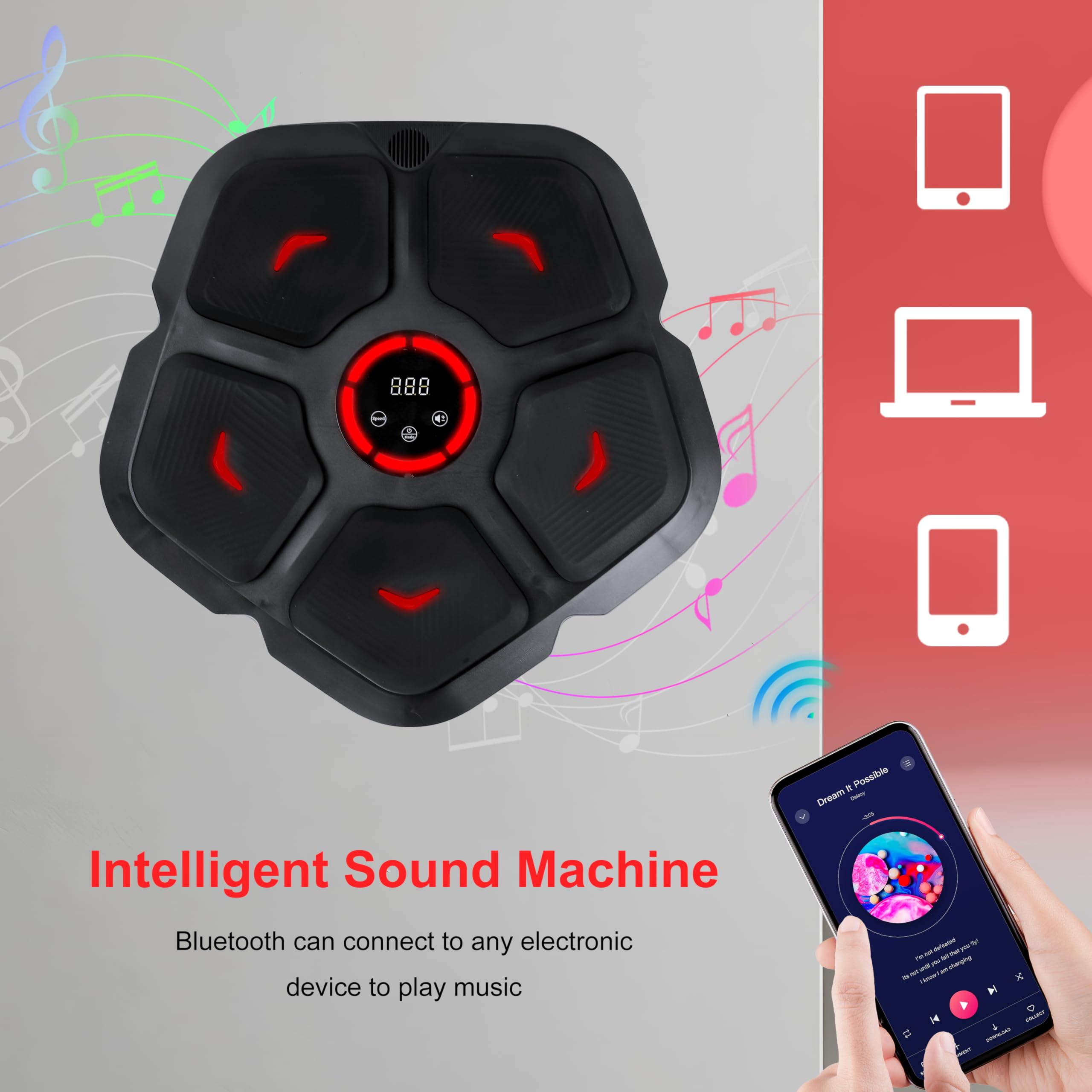 Macchina Da Boxe Musicale Con Bluetooth E Luci LED - Allenamento Divertente - Foto 2