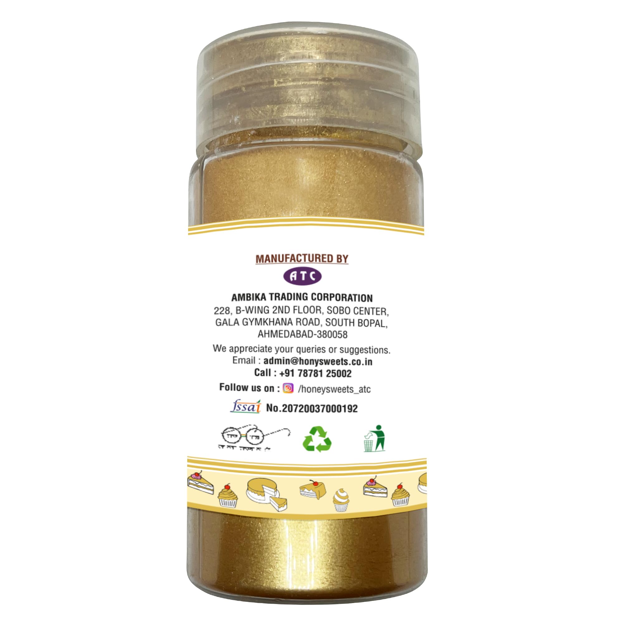Honey Sweets Edible Bright Gold Luster Dust for Painting on Cakes and Chocolates | Glittering Shiner Dust |Edible Luster Dust for Cake Decorating |(25 Grams, Bright Gold) - Image 3 thumbnail