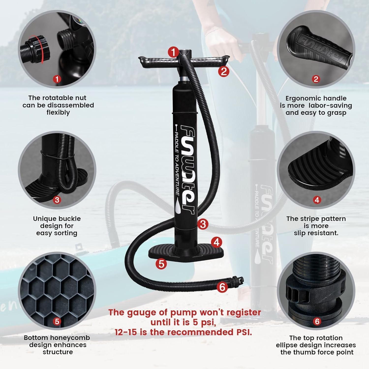 FunWater 10'6"–11'6" SUP Board, aufblasbares Stand-Up Paddle Board für alle Könnensstufen, ideal für Einsteiger & Familien, mit Anti-Rutsch Eva-Deck, Paddel, Pumpe & komplettem Zubehör