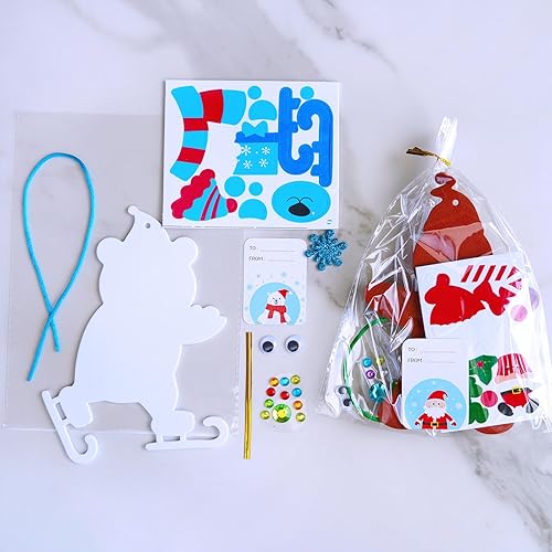 Miniatura 8 de Winlyn 24 juegos de manualidades de Navidad, manualidades de invierno, adornos de Navidad, decoraciones de arte, juegos de espuma, Papá Noel, reno,