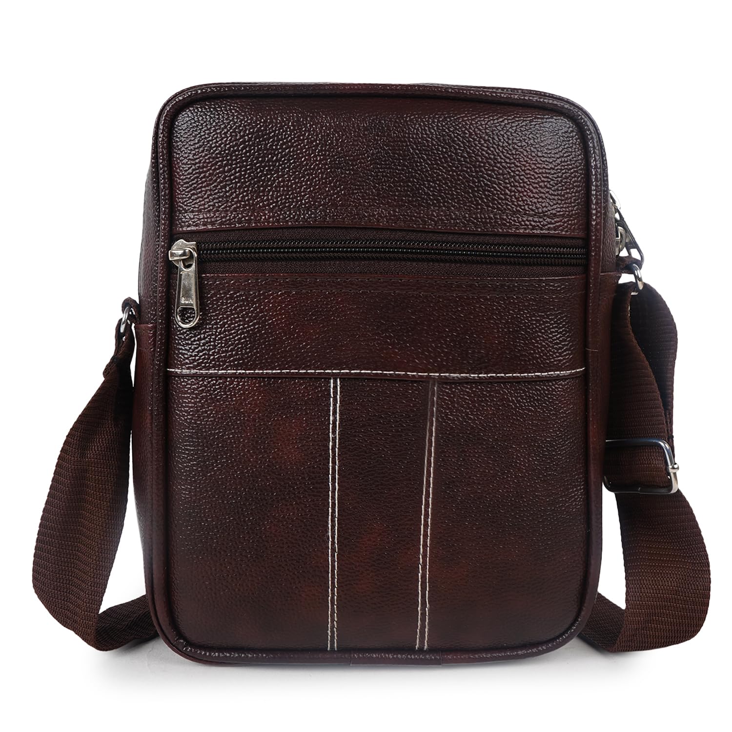 alison Stylish PU Synthetic Leather Men's Sling Bag Cross Body Travel Office Business messenger. (Brown)-picture-11