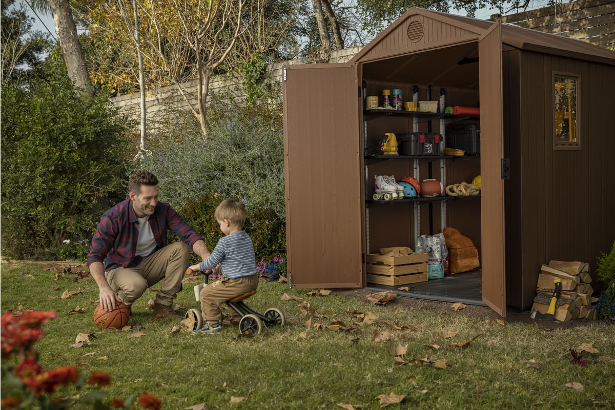 Keter Regalbausatz 70 für 1 Regal mit DREI 70 cm Langen Böden für alle Keter Gerätehäuser (außer Factor Serie), je Regal bis 30kg belastbar, metallverstärkt, modular und flexibel