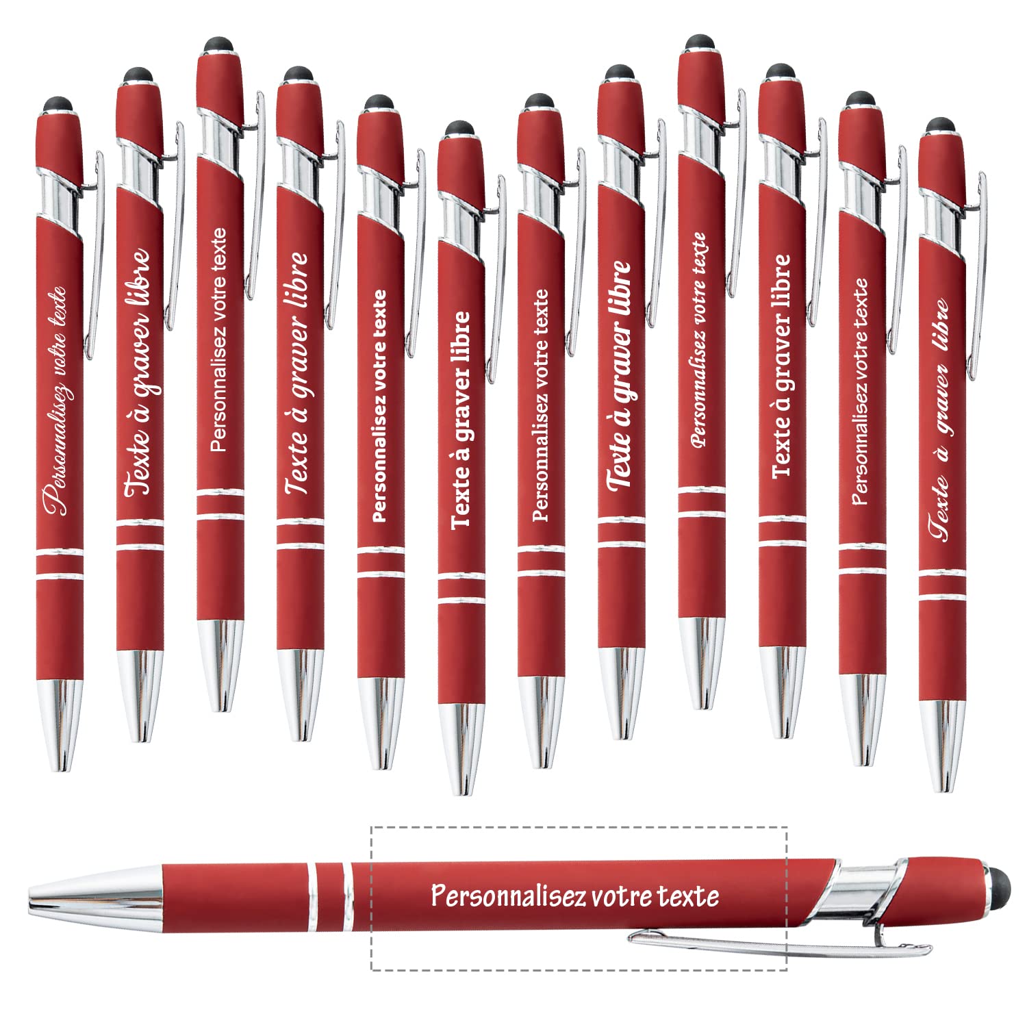 Brocade Creek 60 personalised ballpoint pens with names, with soft touch screen pens, dual purpose pens for study, office, smooth writing, black ink pens