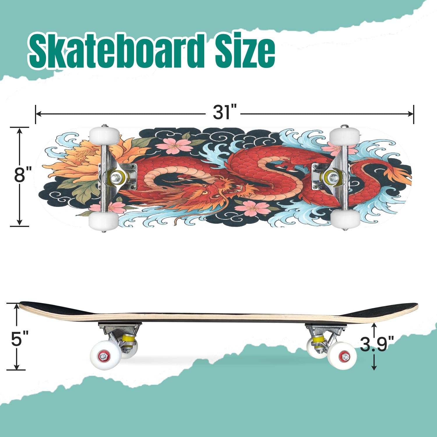 Skateboards Hand Drawn Dragon Tattoo Coloring Book Japanese Style Japanese Old 7 Layer Maple Wood Deck 31