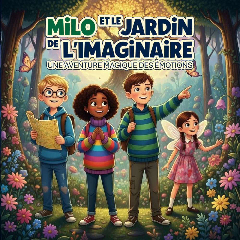 Milo et le Jardin de l’Imaginaire: Une aventure magique des émotions et de l’imagination pour enfants 4-8 ans, avec pages de coloriage.