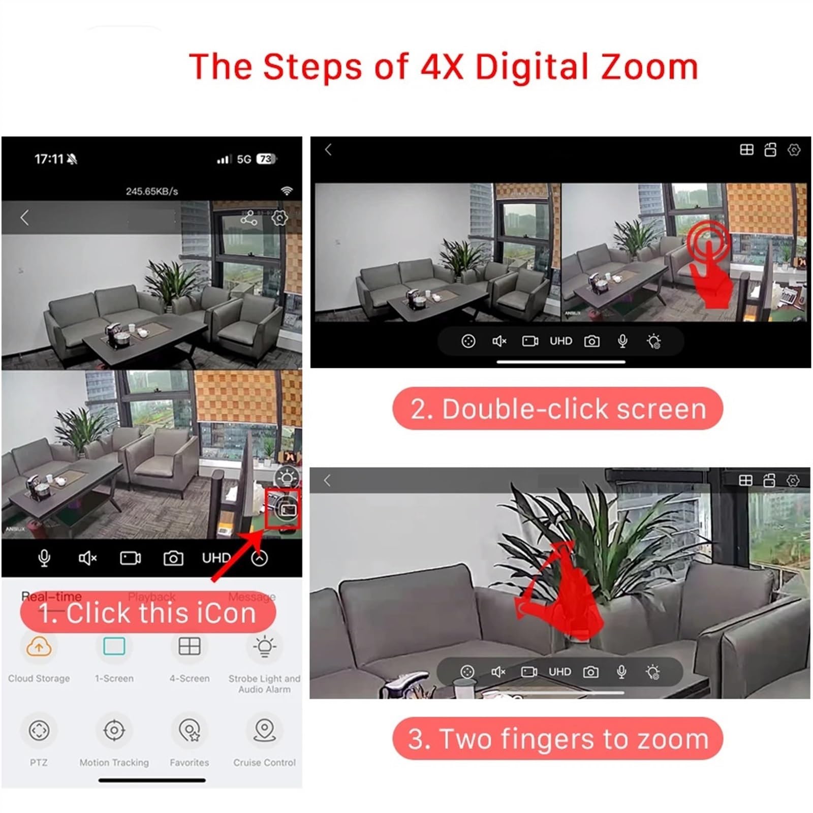 Telecamera di sicurezza, Telecamera PTZ 4K 8MP 4X Zoom HD esterno 4MP Dual-Lens Visione notturna a colori a doppio schermo AI Monitoraggio automatico Video sorveglianza(4MP Add 128G SD Card)