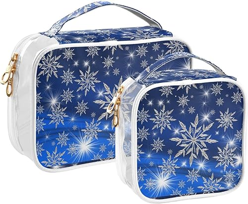Miniatura 7 de Snowflakes Christmas Clear Makeup Bags for Women Men Portable Cosmetic Organizer Pouch Travel Toiletry Storage Bag for Travel Daily Gym