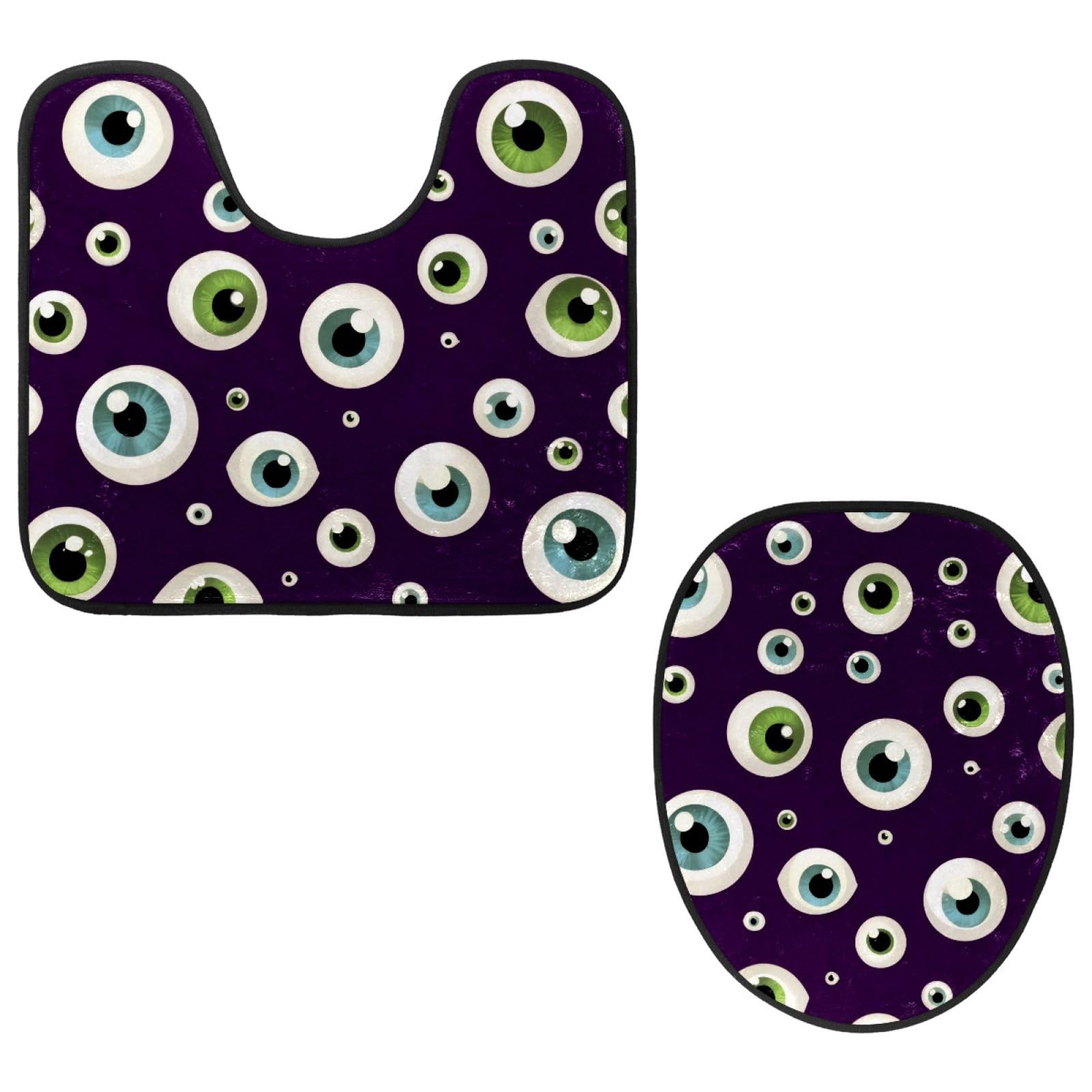 2 Pieces Flannel Toilet Contour Mat and Toilet Lid Cover, Soft Toilet Lid Cover Set Machine Washable Non Slip Contour Mat for Bathroom Decor Accessories