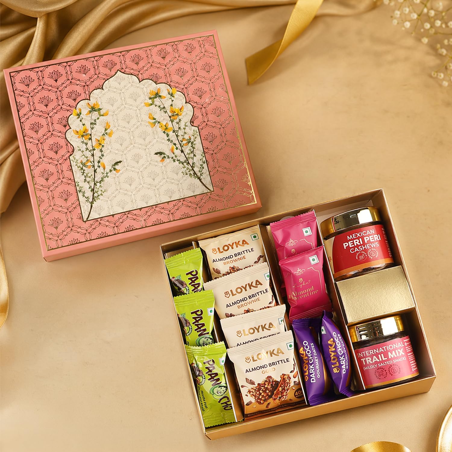 Loyka Peach Gift Box | Assorted Premium Chocolate Hamper | Choco & Dryfruit Delicacy | Gift for Birthdays, Anniversary, or Any Occasion | Roasted Nuts (Almonds, Cashew, Hazelnut) | Luxury Pack-image-31
