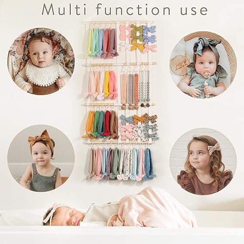 Miniatura 5 de POVETIRE Soporte para diadema organizador de lazos para el cabello, diademas para bebé, accesorios para el cabello, organizador de almacenamiento