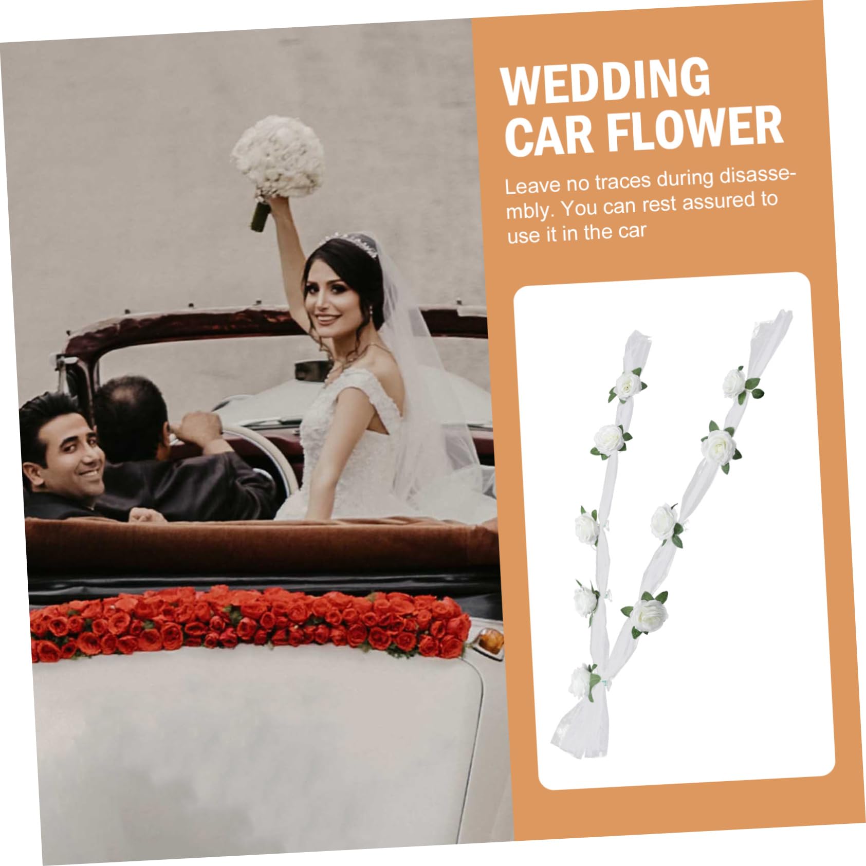 Alipis 3 Sätze Hochzeit Autogürtel hochzeitsdeko für Auto Hochzeitsauto Dekoration Tür Braut Anordnung Autodeko Hochzeitsauto schmücken Hochzeitsautoverzierung Schleife