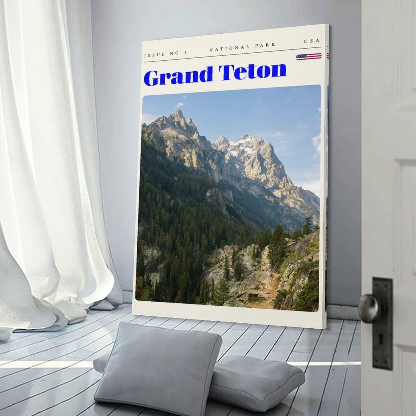 Junmoney Room Decor Wall Art Grand Teton National Park Travel Art, 08x12inch(20x30cm), for Gallery Wall Layouts in Home Or Office, Home Wall Art for Statement Displays