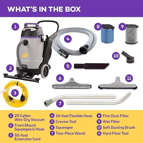 Miniatura 2 de ProTeam Aspiradoras en seco y húmedo, ProGuard 20, aspiradora comercial en seco y húmedo de 20 galones con kit de herramientas
