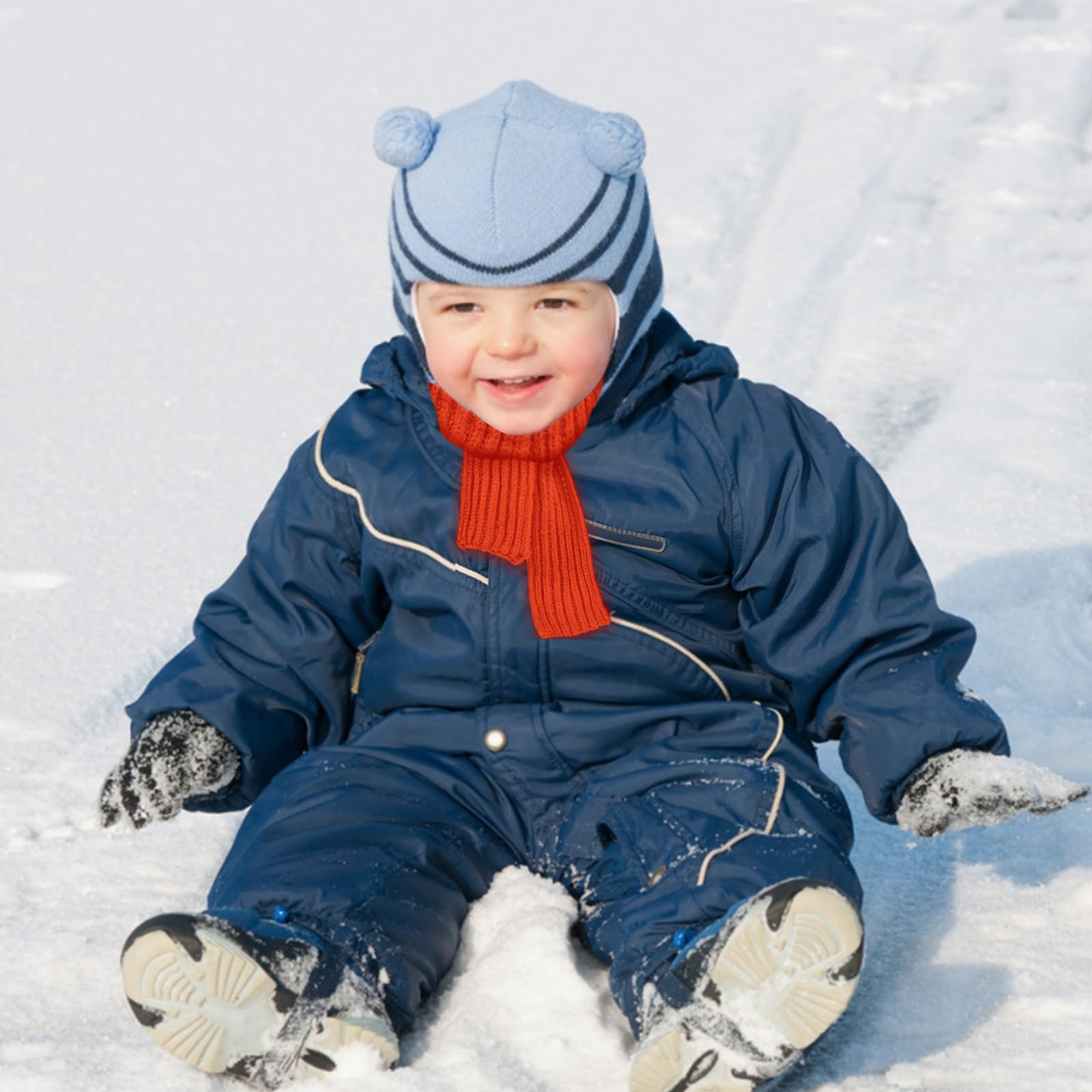 XIHIRCD 2 Bufanda para Niños, Bufandas de Punto Pequeñas Calentador Cuello Invierno Ropa de Invierno para Niños Pequeños, Niñas y Niños en Clima Frío (Jengibre, Naranja Brillante)