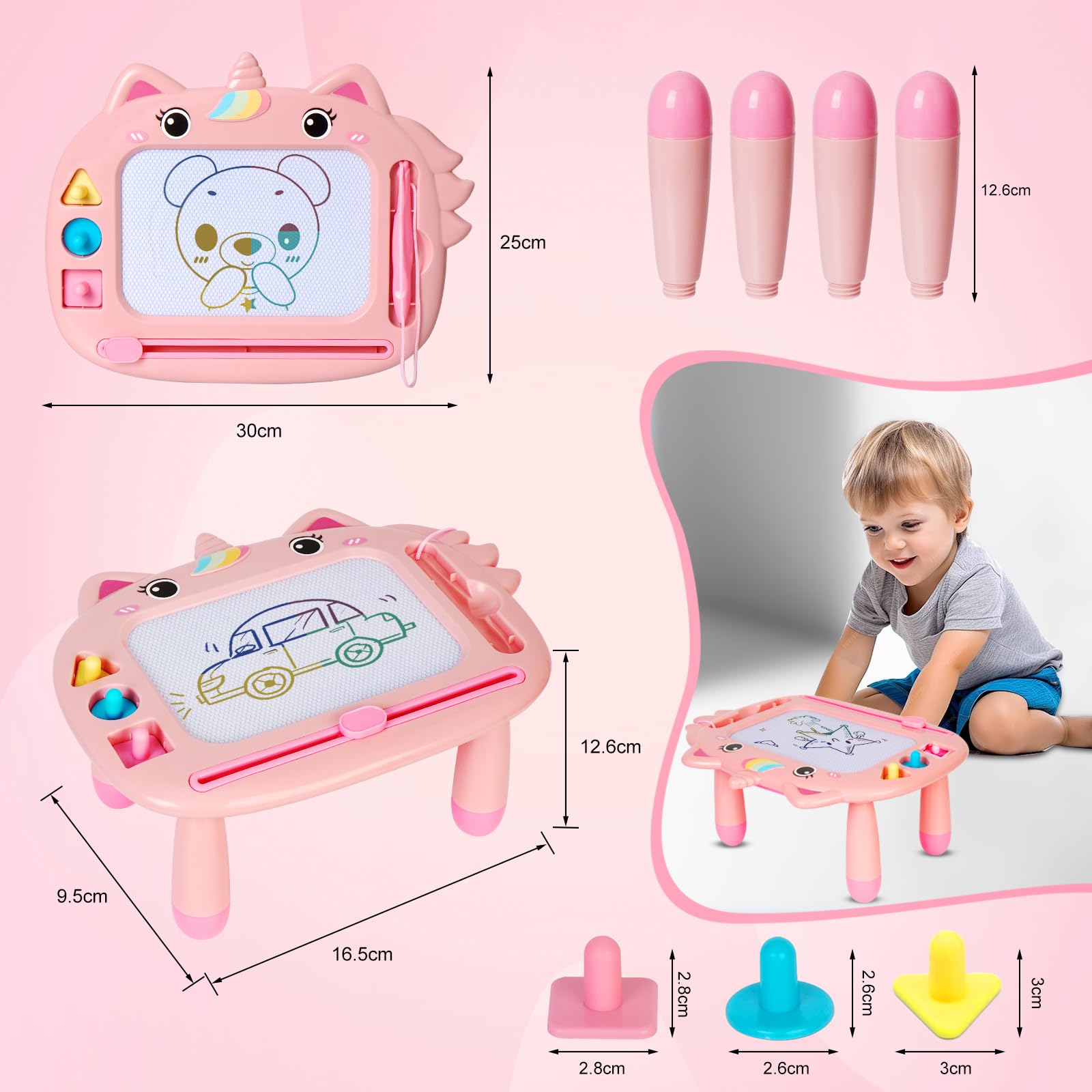 Ardoise Magique, Tableau de Dessin Magnétique Effaçable avec Pieds, Tablette Dessin Enfant, Ardoise de Gribouillage, Cadeau d'anniversaire de Noël pour 2 3 4 Ans Enfants Ardoise Magique, Tableau de Dessin Magnétique Effaçable avec Pieds, Tablette Dessin Enfant, Ardoise de Gribouillage, Cadeau d'anniversaire de Noël pour 2 3 4 Ans Enfants