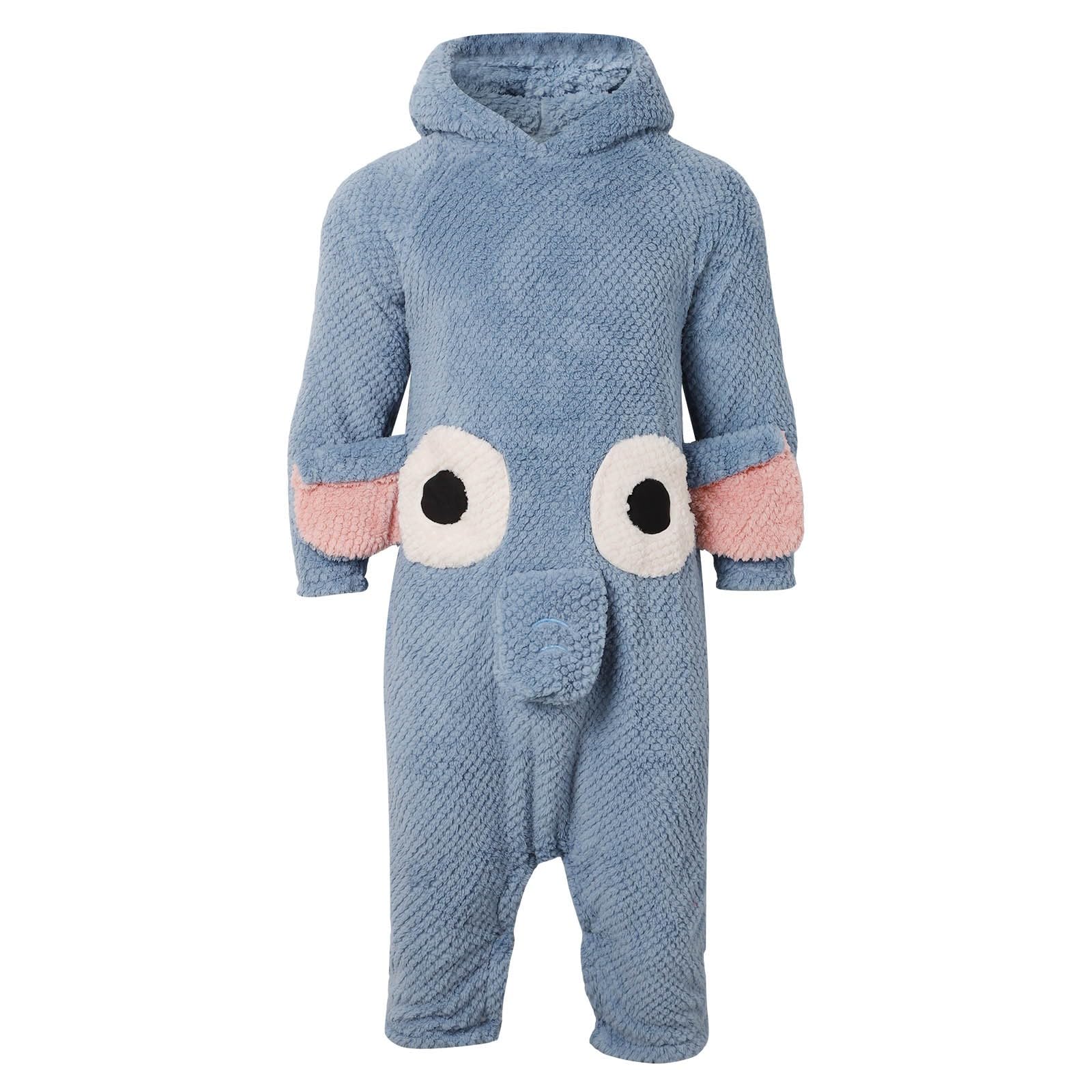 Elefante Pareja Pijamas Hombres y Mujeres Invierno Grueso Coral Franela Plus Tamaño Divertido Ropa de Casa Pijamas para Hombre