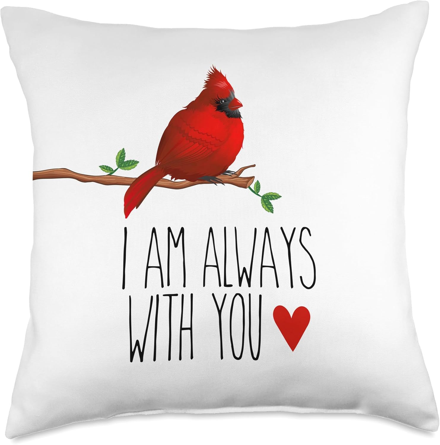 I Am Always With You Cardinal Red Bird Branch Throw Pillow