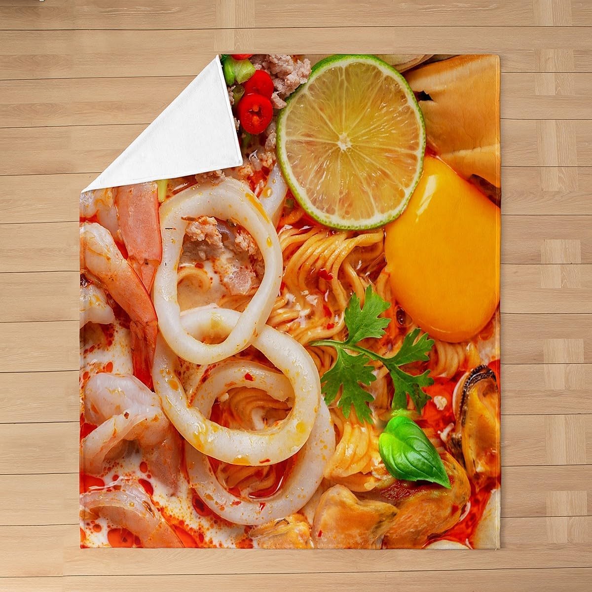 Kuscheldecke Flauschig Instant-Nudeln 3D Decke 220x240 Gourmet Essen Wohndecke Kind Weich und Warme Flanell Fleecedecke für Sofadecke Couchdecke Tagesdecke m10765