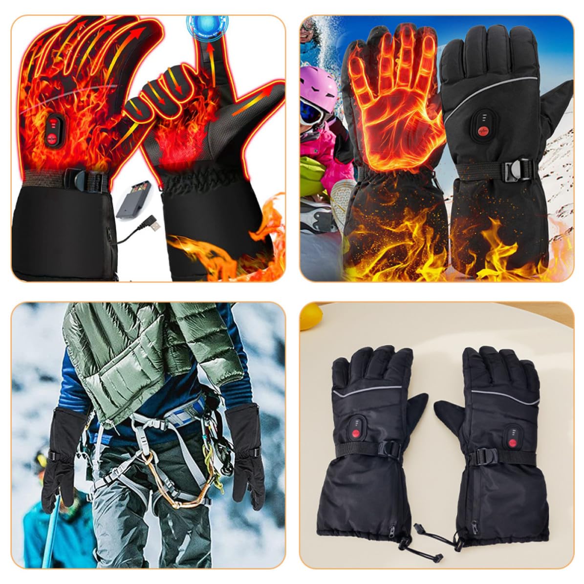 Guantes Térmicos Eléctricos para Hombre, Mitón de Esquí Diseño Flexible y Material Chinlon, Ideales para Actividades al Aire Libre en Invierno