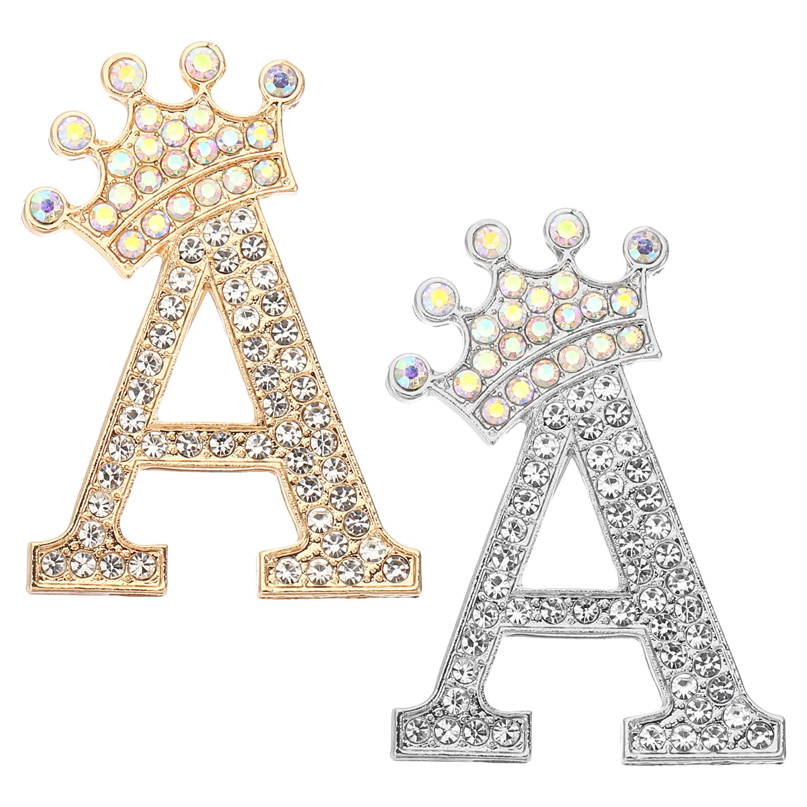 PATIKIL Letter Brooch Pins, Crown Initial Rhinestone Alphabet Letter Lapel Badges Pin for Women Suits Dress