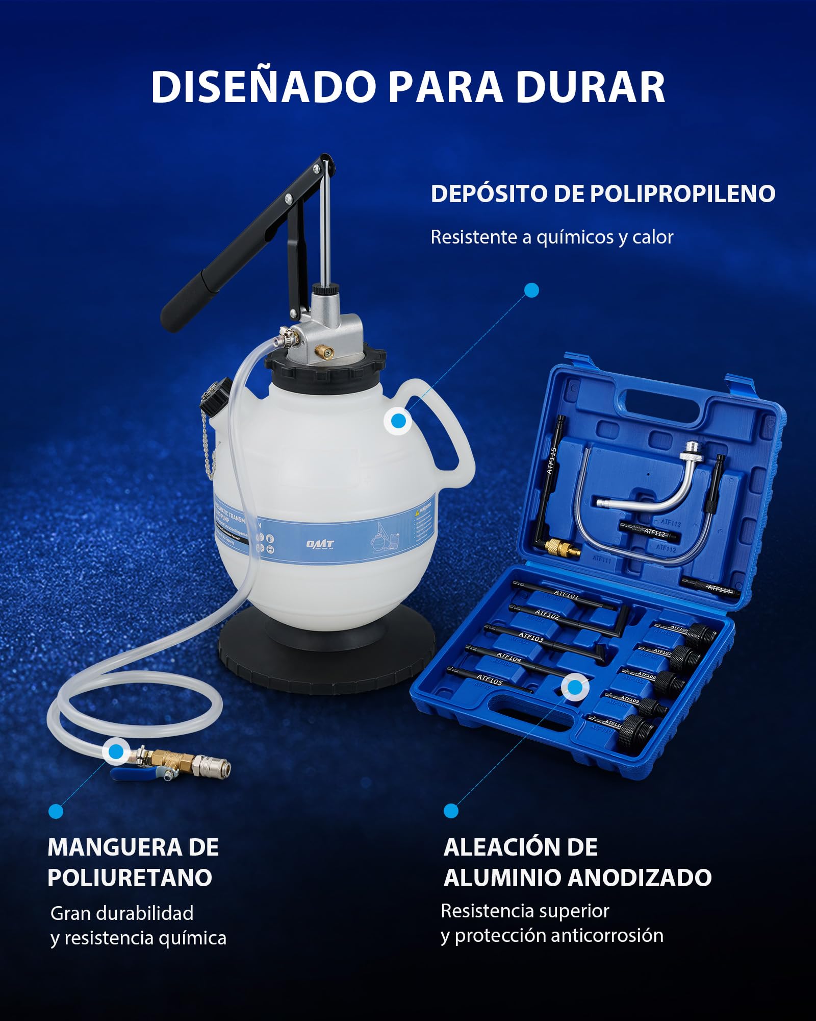 Orion Motor Tech 7,5L Bomba de Llenado de Aceite para Transmisión de Caja de Cambios Máquina de Llenado de Aceite con 15 Adaptadores Dispositivo de Llenado de Aceite para Coches