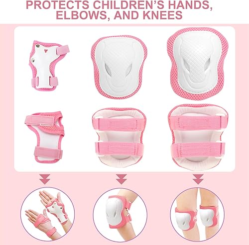 Miniatura 7 de KAMUGO Juego de casco de bicicleta para niños, casco para niños de 2 a 8 años con equipo de protección deportiva, rodilleras, coderas, muñequeras