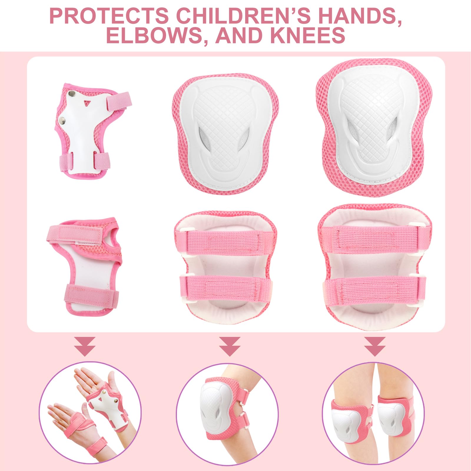 Kamugo Equipo de Protección Ajustable para Niños - Casco, Rodilleras, Coderas, Guantes para Bicicleta, Skateboard y Deportes Extremos