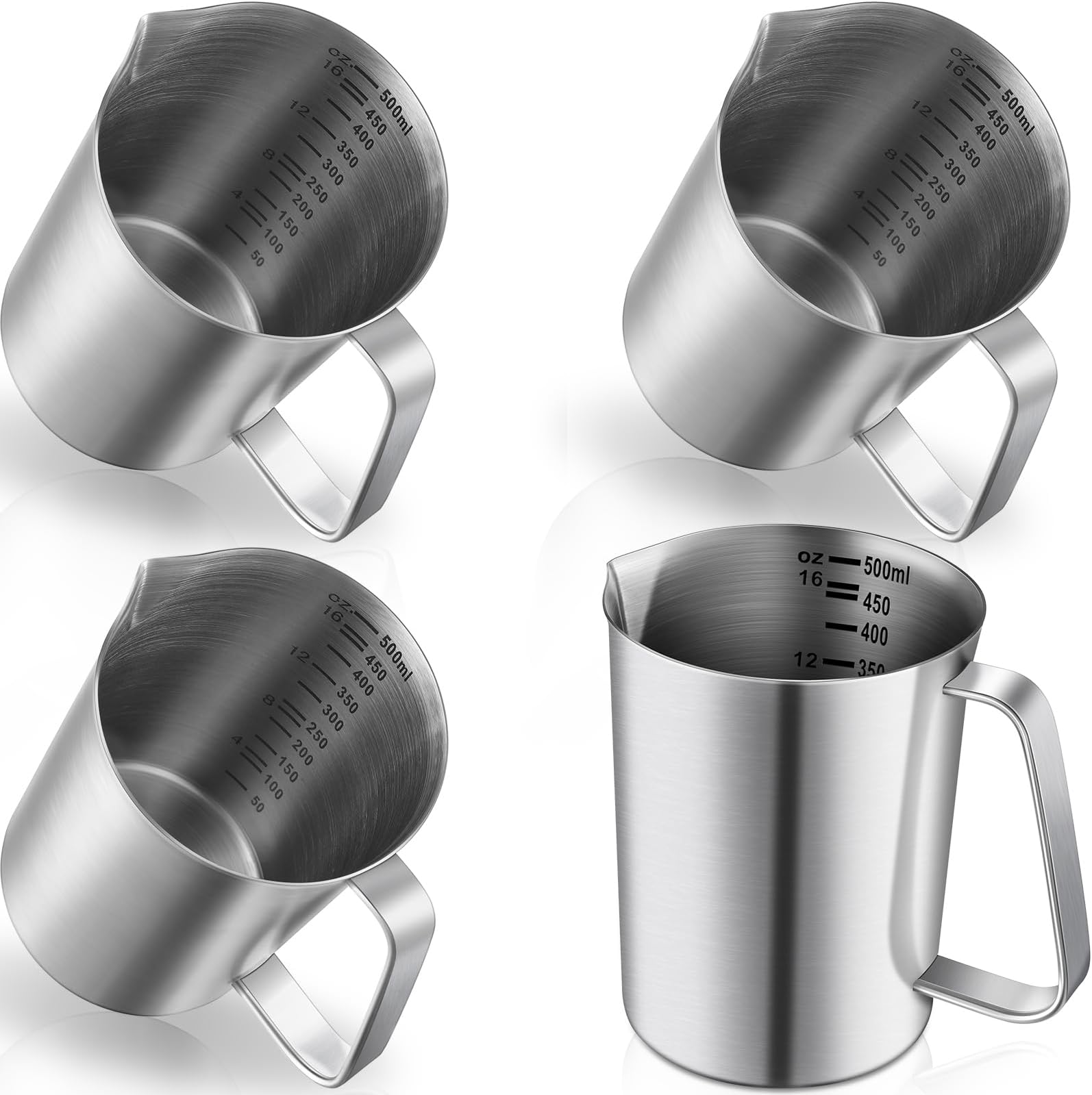Copkim 4 Pcs Stainless Steel Pitcher with Handle and Pour