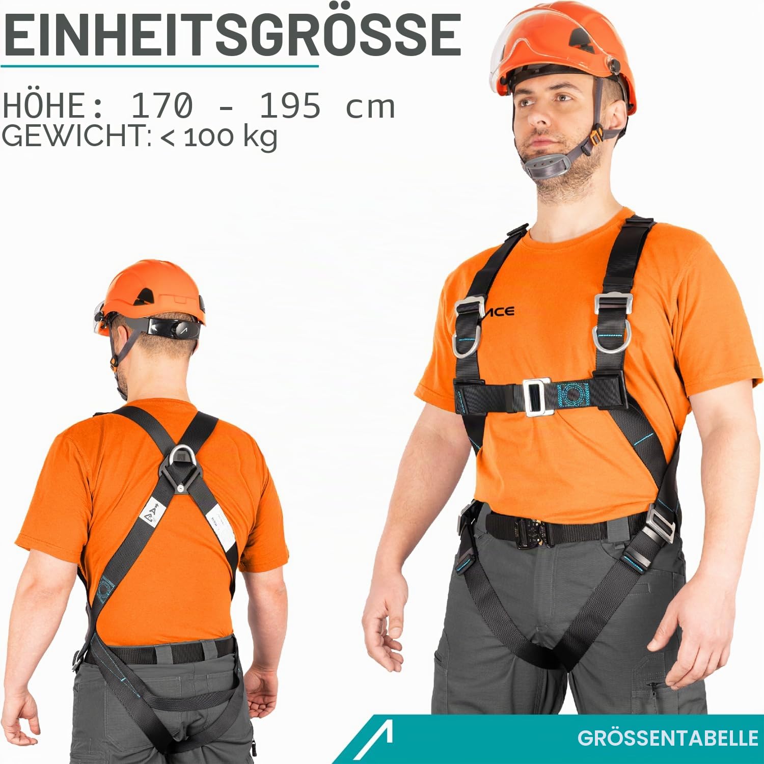 ACE Sicherheitsgurt – 1-Punkt-Gurt – mit Absturzsicherung – EN 353/361 – bis 100 kg