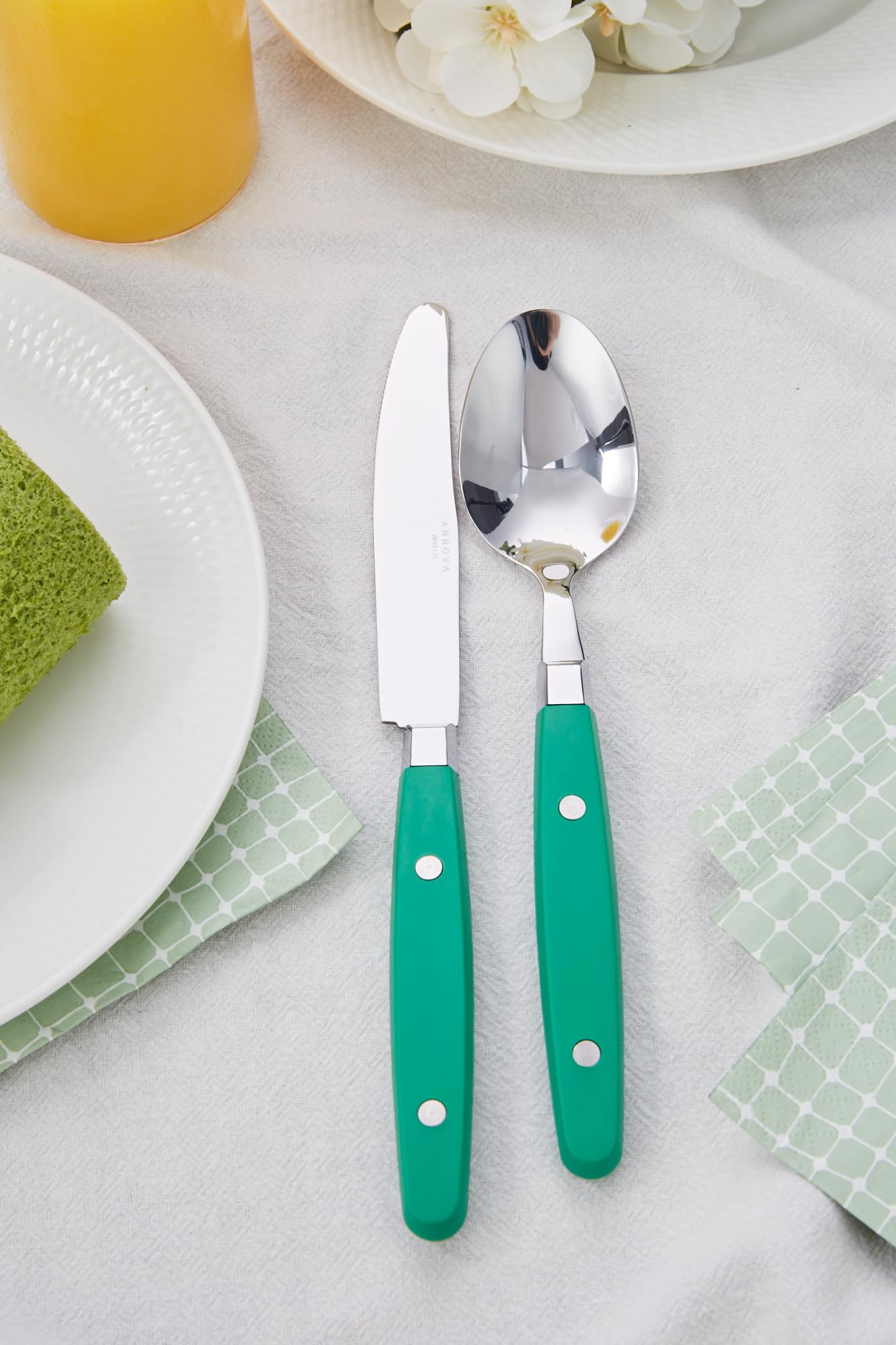 Set Posate Annova 20 Pezzi In Acciaio Inox | Stile Retrò Con Manici Colorati E Rivetti - Foto 10