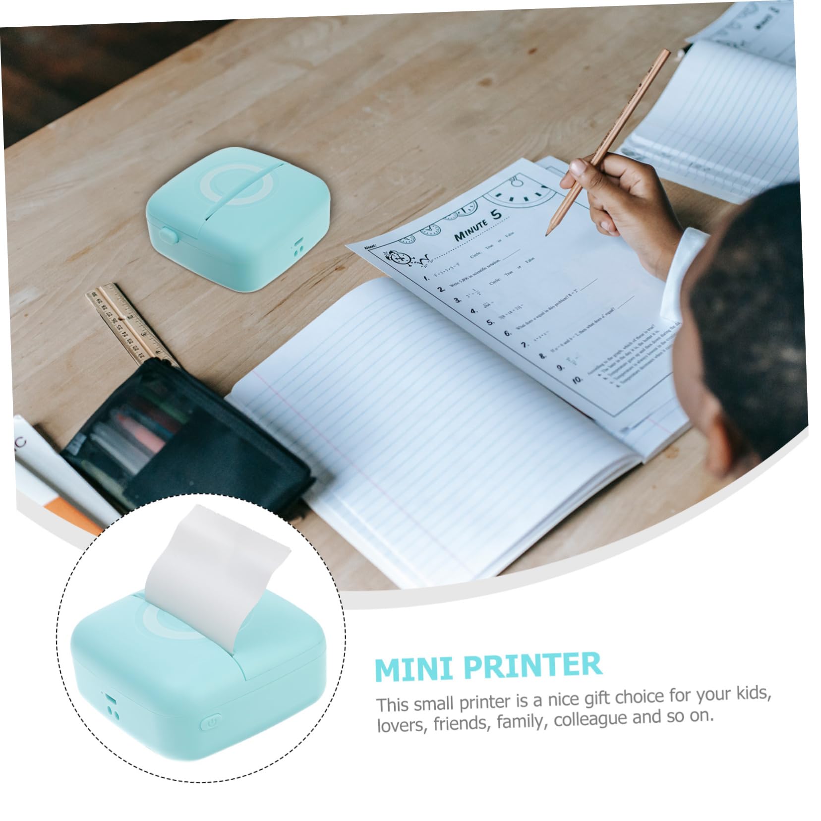 Angoily Stampante Termica Portatile Tascabile 200 Dpi, 1000 Mah, Stampa Note e Scontrini con Carta Termica, per Scuola e Supermercato