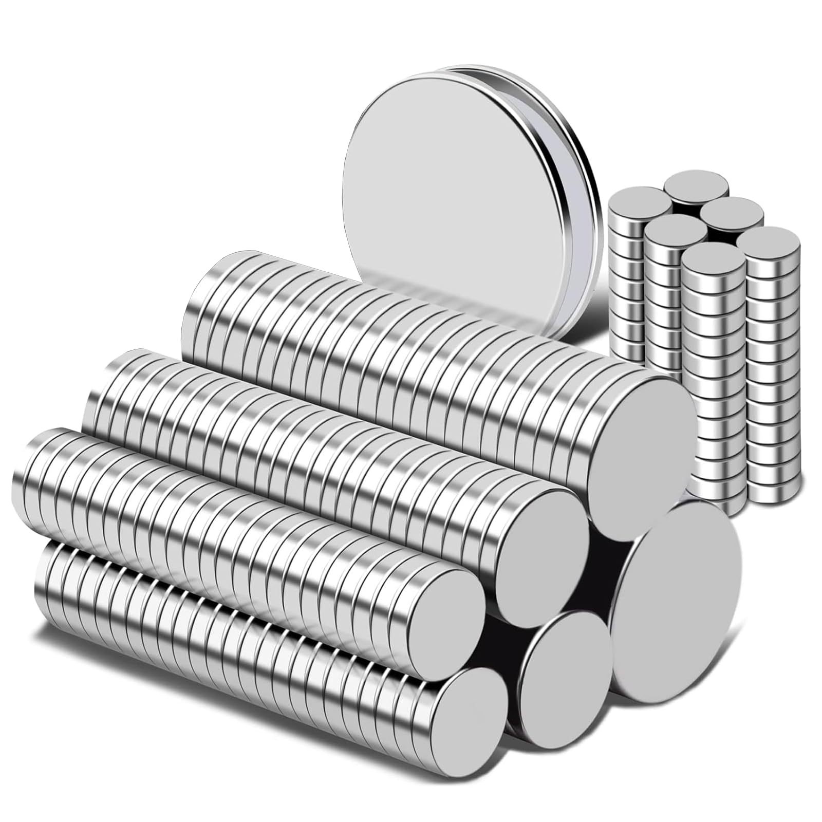 Delaga Pack of 200 Strong Mini Magnets 6 Different Sizes Magnet, Small Magnets for Magnetic Board, Fridge, Whiteboard, Office, 3D Printing, DIY Crafts