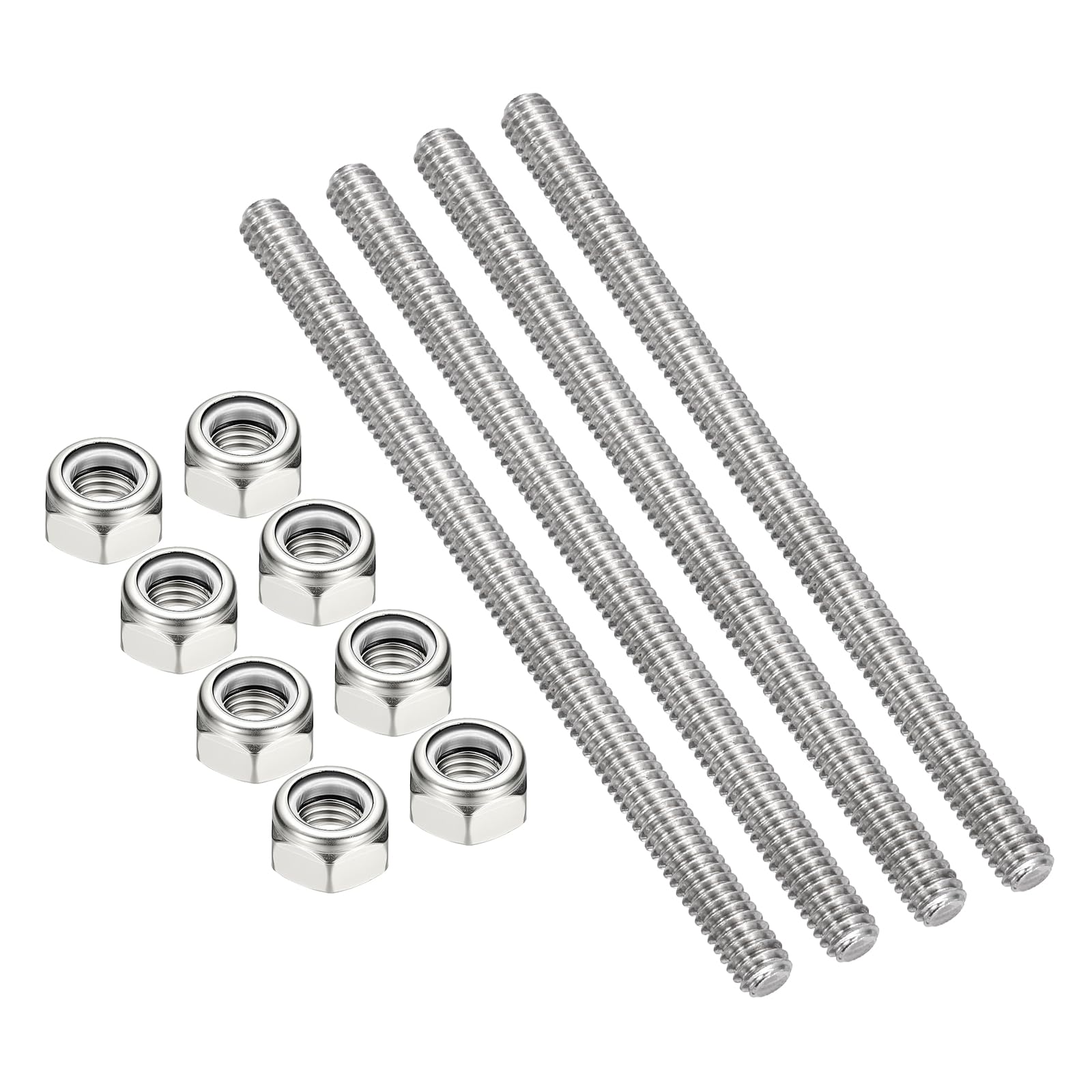 PATIKIL 4Pcs 1/4"-20x110mm Threaded Rods with Hex Nuts
