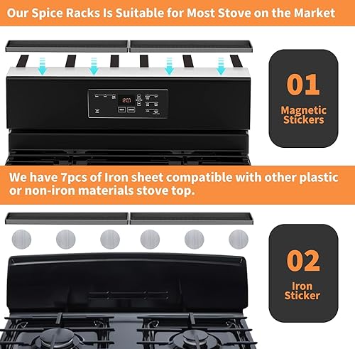 Miniatura 3 de Estante superior magnético de silicona de 30 pulgadas, estante de cocina sobre la estufa, estante de especias para apartamento, artículos de cocina